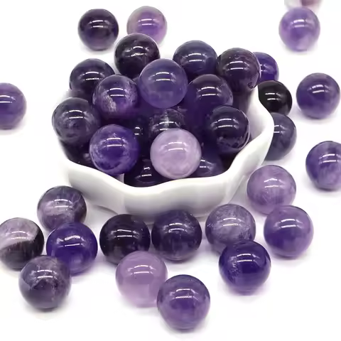 16mm Natural Stone Round Ball Healing Crystal Amethyst Sphere Energy Mineral Specimen Gems Globe DIY Crafts Gift Home Decoration