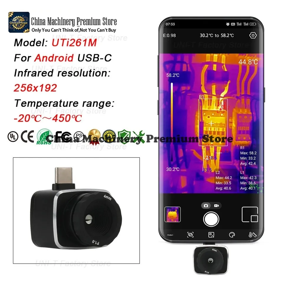 UNI-T Infrared Thermal Imaging Camera UTi120Mobile UTi120MS UTi256M UTi260M UTi261M 256x192 Resolution Thermal Imager for Androi
