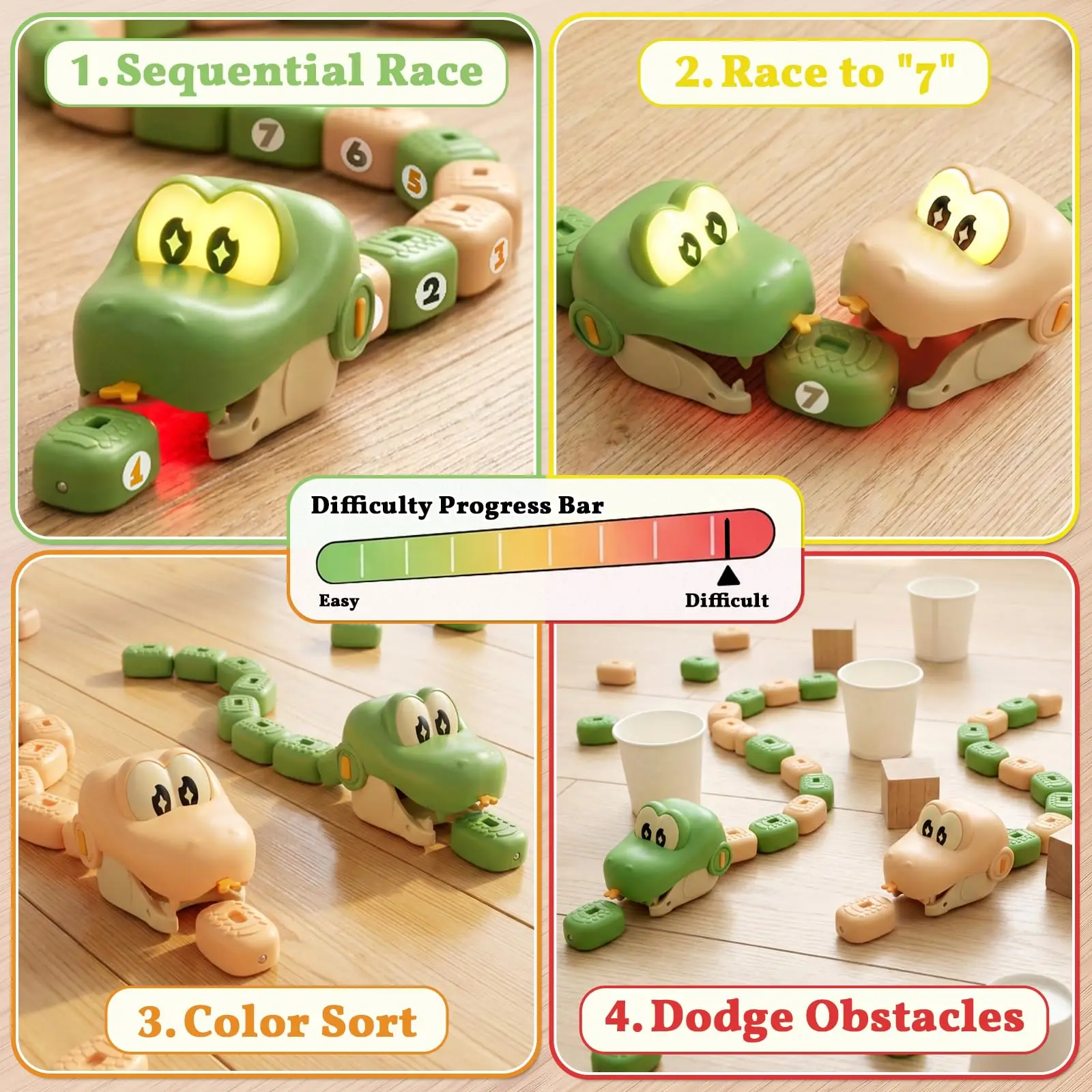 2 PCS RC Magnetic Eating Snake Remote Control Car Toy Animal Greedy Bean Devouring Car Interactive Christmas Birthday Party Gift gallery 4