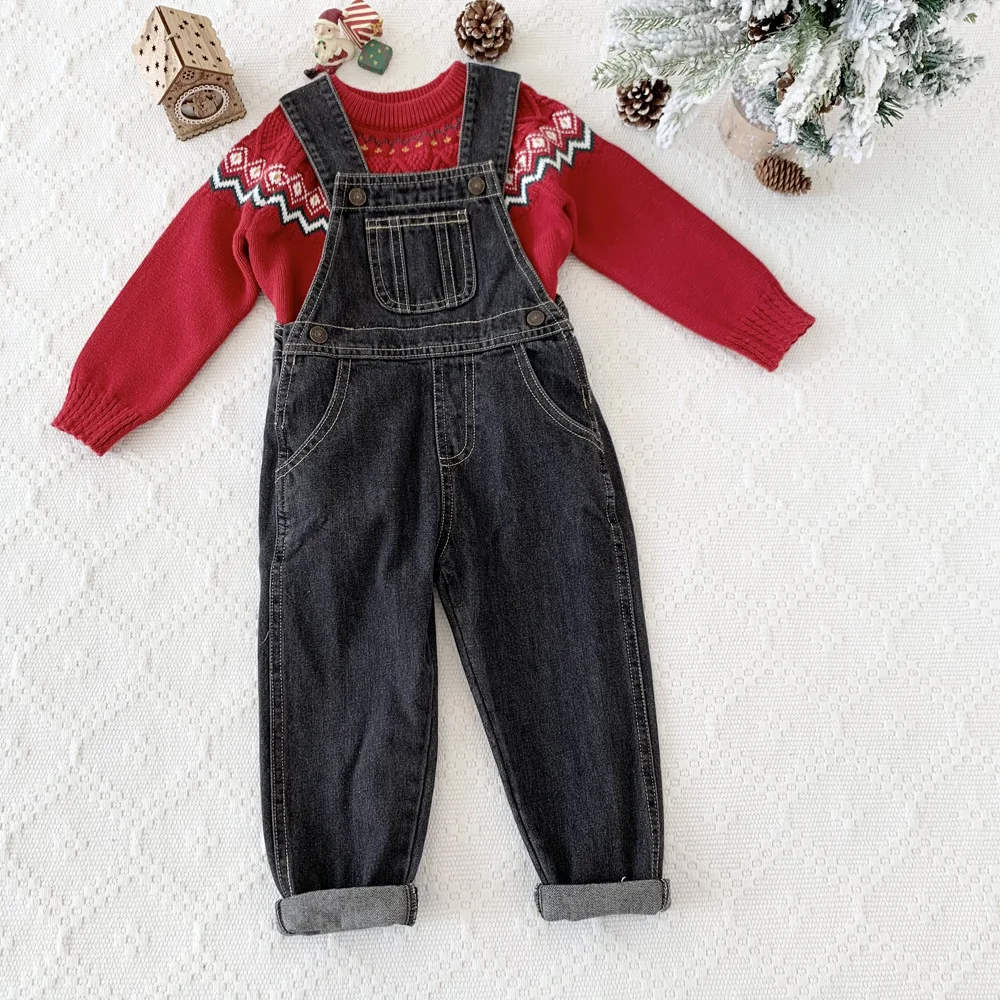 Autumn Winter Baby Christmas O-Neck Sweater Infant Girl Boy Long Sleeve Jacquard Pattern Knitted Pullover Top Outwear Clothes