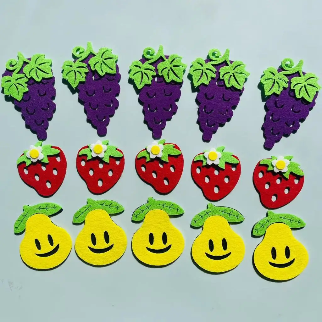 Feltro frutta uva fragola pera mestiere 3D decorazione della parete scuola materna Layout casa scuola ufficio adesivi murali decorativi