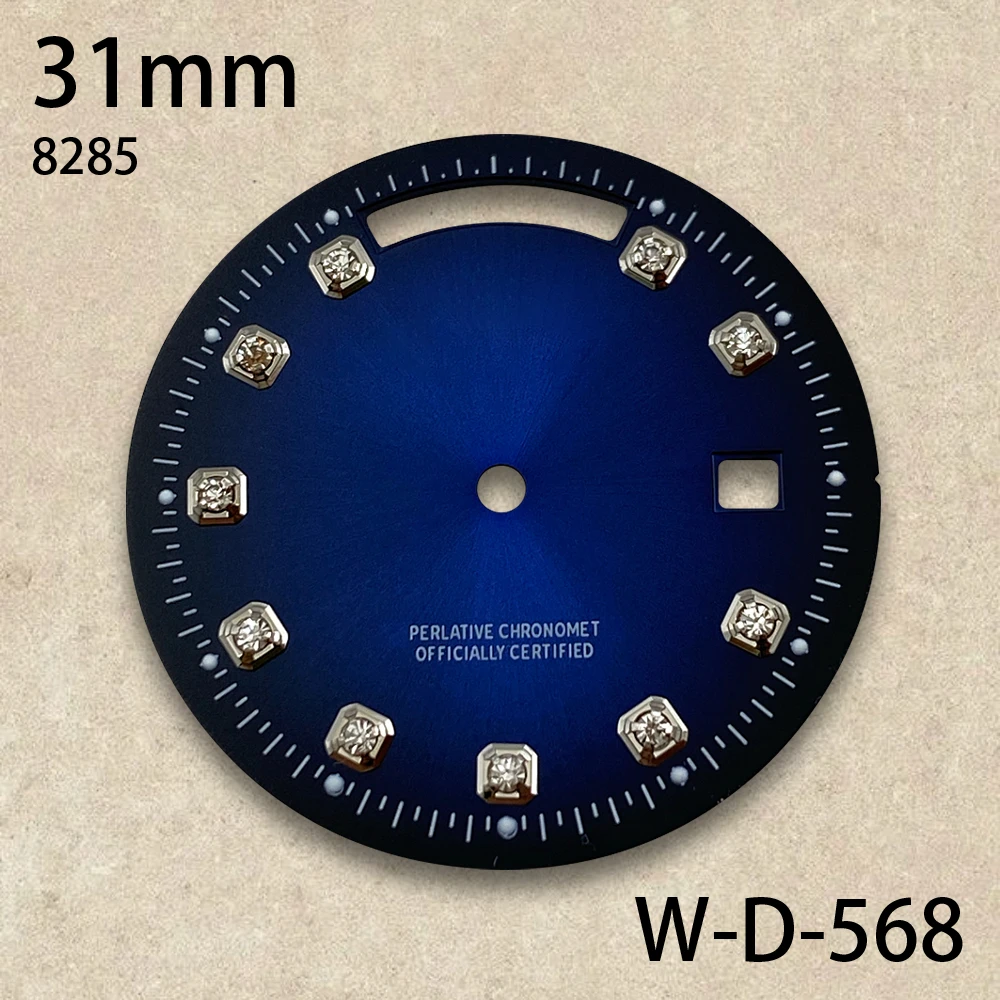 31mm Day And Date Diamond S Dial Fit 8285 Movement Sunray High-Quality Sunburst Dial Watch Modification Accessories