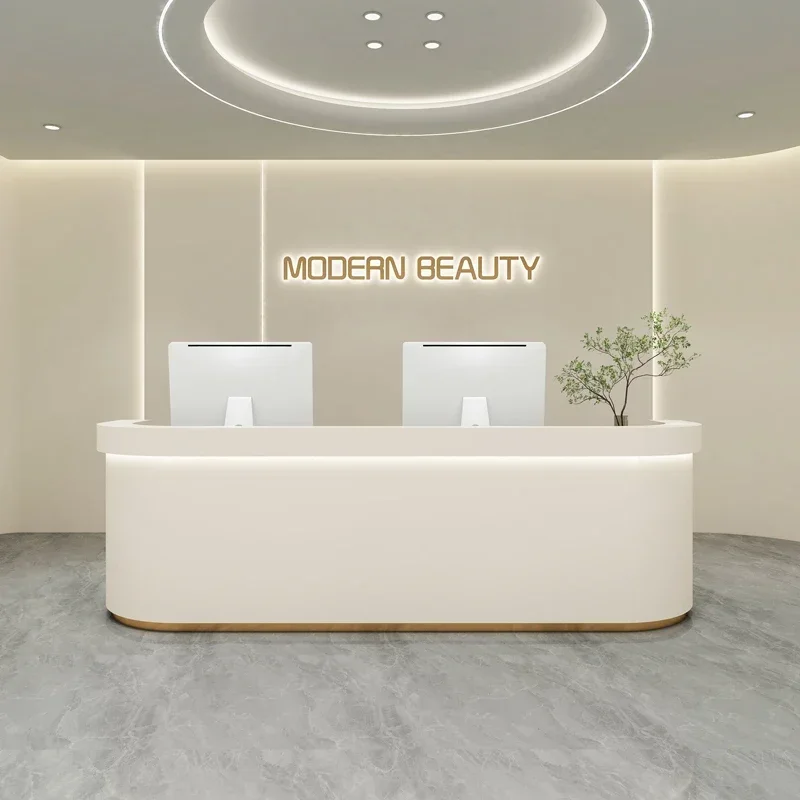 Reception Business Modern Luxury Furniture Reseption Desk Salon Hairdresser Counter Escritorio Cash Desks Medical Home Led