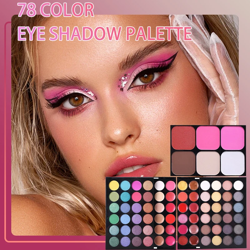 Paleta de Sombras de Ojos VERONNI de 78 Colores, con Espejo Integrado, Acabado Mate y Brillante, Pigmentos Intensos, Fácil de Difuminar, Diseño Ideal para Viajes