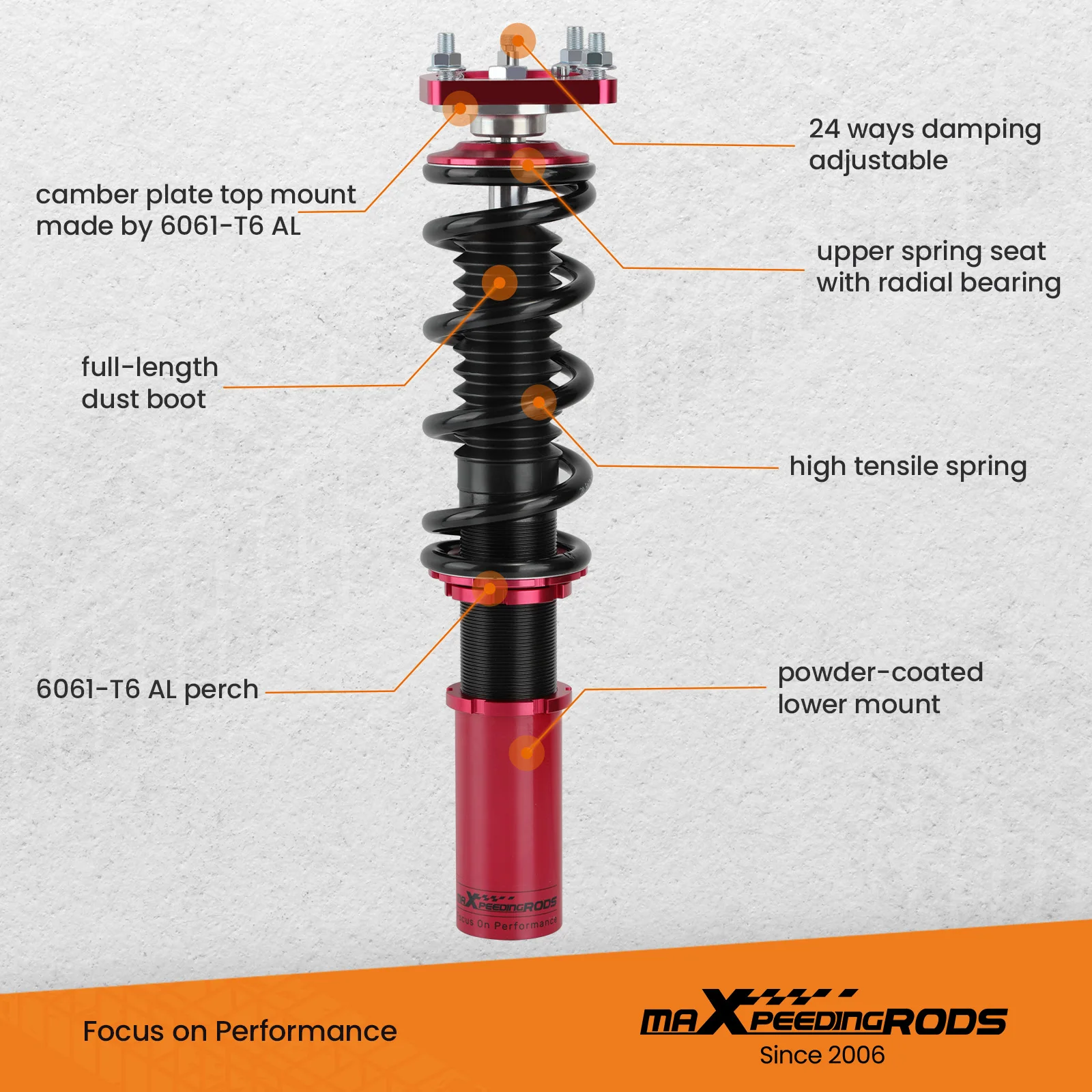 24 Way Damping Coil Spring Shock Absorber for Ford Mustang 4th 1994-2004