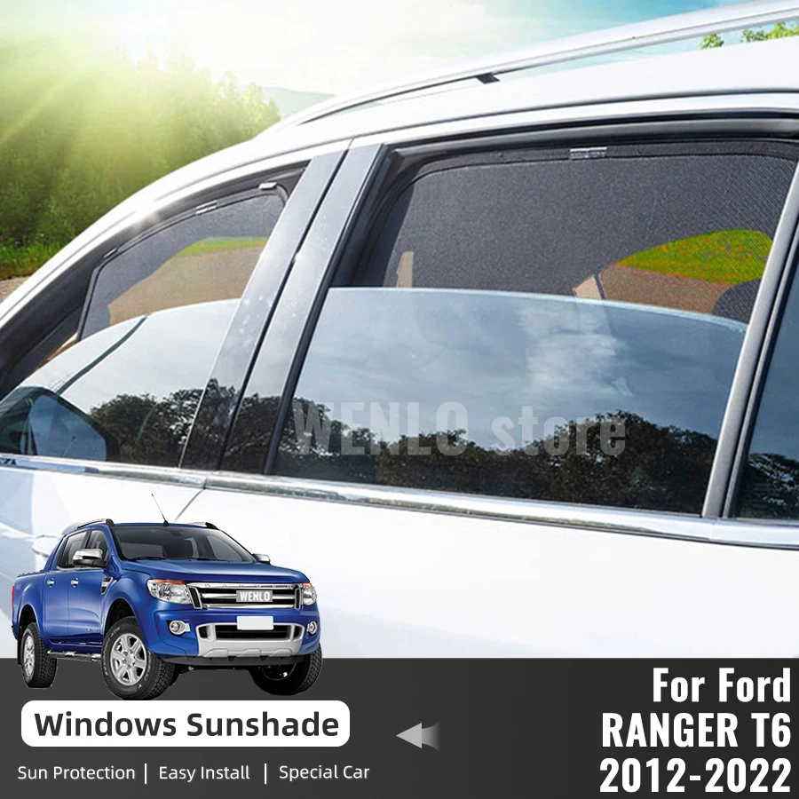 

For Ford Ranger T6 P375 2014-2022 Magnetic Car Sunshade Front Rear Windshield Frame Curtain Side Window Sun Shade Accessories