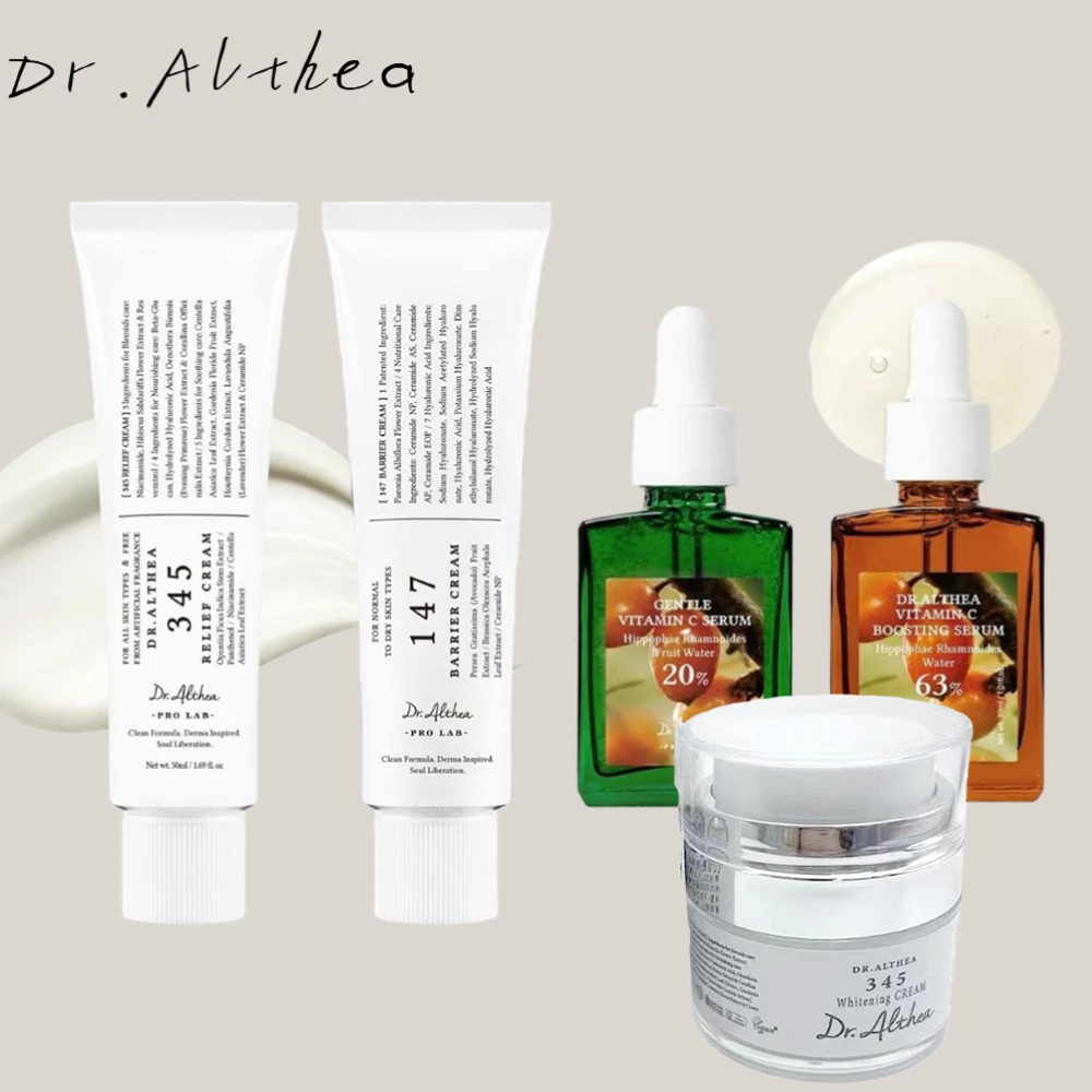 Kit coreano de cuidado de la piel Dr. Althea, crema antioxidante 345/147, suero suave de vitamina C, calmante verde, cuidado de la piel hidratante naranja