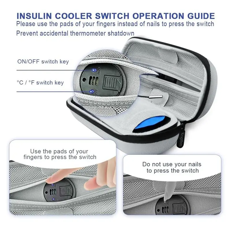 【OBECNIE W PROMOCJI】 Torba termiczna na leki z chłodziarką do inzuliny, termometrem i wyświetlaczem temperatury dla pacjentów z cukrzycą, etui Gr