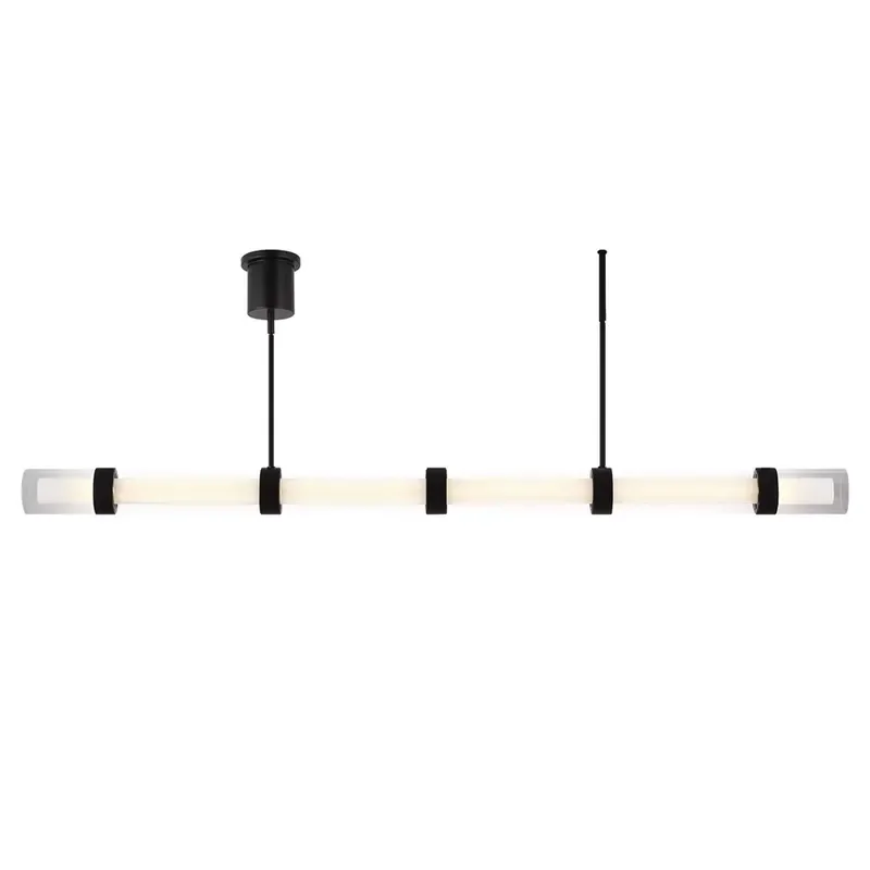Modern Simple Glass Living Room Villa Kitchen Island Long White Frosted Linear LED Pendant Light