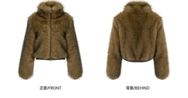 Jaket Pendek Wanita 2026, Jaket Bulu Imitasi, Kerah Lipat, Ritsleting, Tebal, Gaya Y2k, Jaket Streetwear, Outerwear Elegan, Musim Gugur Musim Dingin