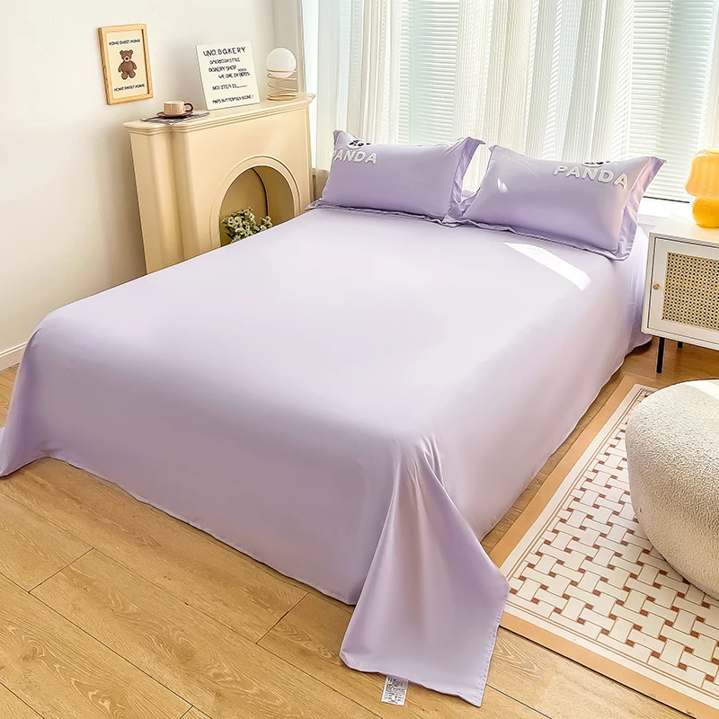 Comforter Sets Ins Style Bedding Set Panda Single Flat Sheet Duvet Cover Pillowcase Purple Towel Embroidery Queen Size Bed Linen