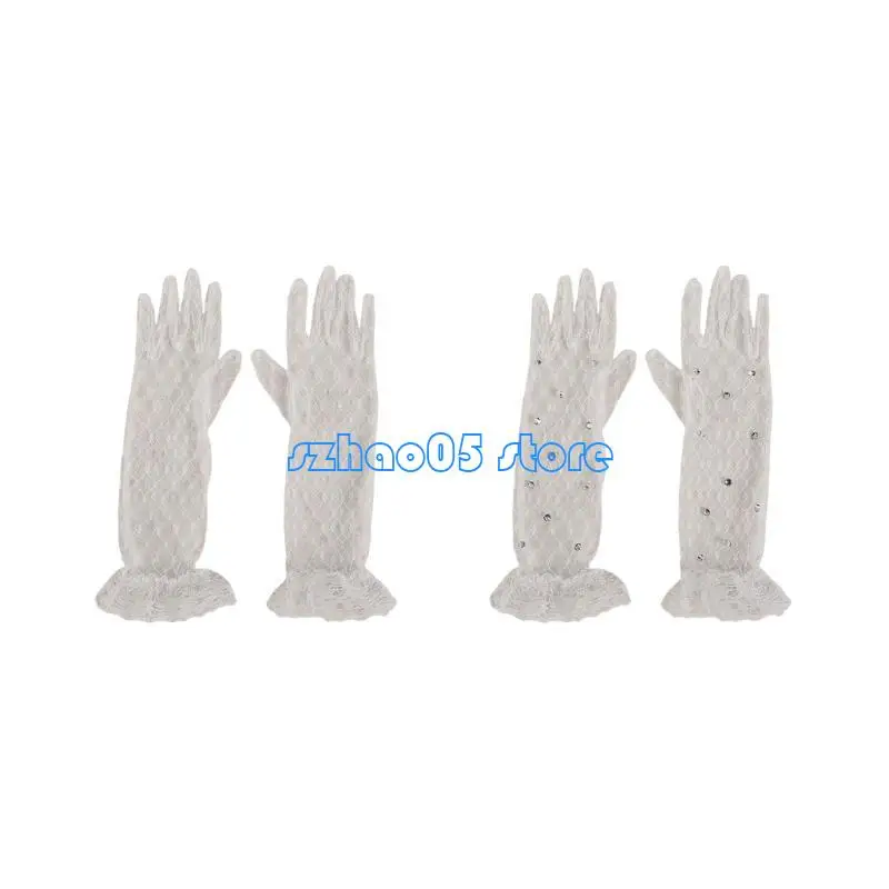 

85LE Soft and Breathable Lace Gloves Photography Costume Wedding Accessories Mittens