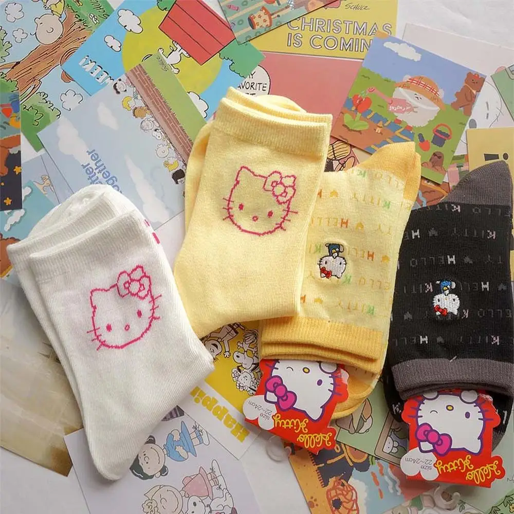 Kawaii Sanrio Hello Kitty Cotton Socks Cute Ankle Socks for Girls Soft Comfortable Schoolgirl Anime Theme Jk Fashion Lolita