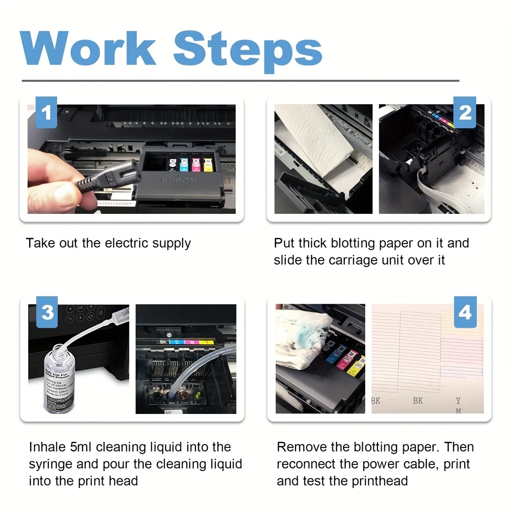 Printhead Cleaning Kit Compatible for HP Epson Canon Brother Lexmark Inkjet Printers DTF Cleaning Solution Nozzle Cleaner Kit