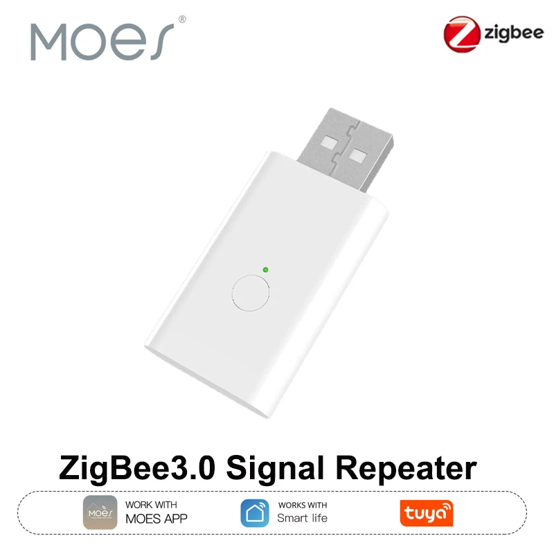

MOES Tuya ZigBee3.0 Ретранслятор сигнала Усилитель USB-порта Удлинитель диапазона Умное домашнее устройство Расширение беспроводной работы со шлюзом ZigBee