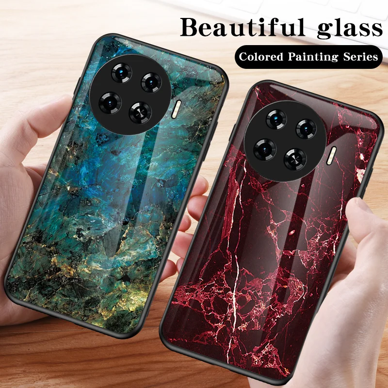 Tecno Spark 20 Pro Plus KJ7 Case Marble Grain Tempered Glass Hard Back Cover Case Silicone Bumper for Tecno Spark 20 Pro Plus