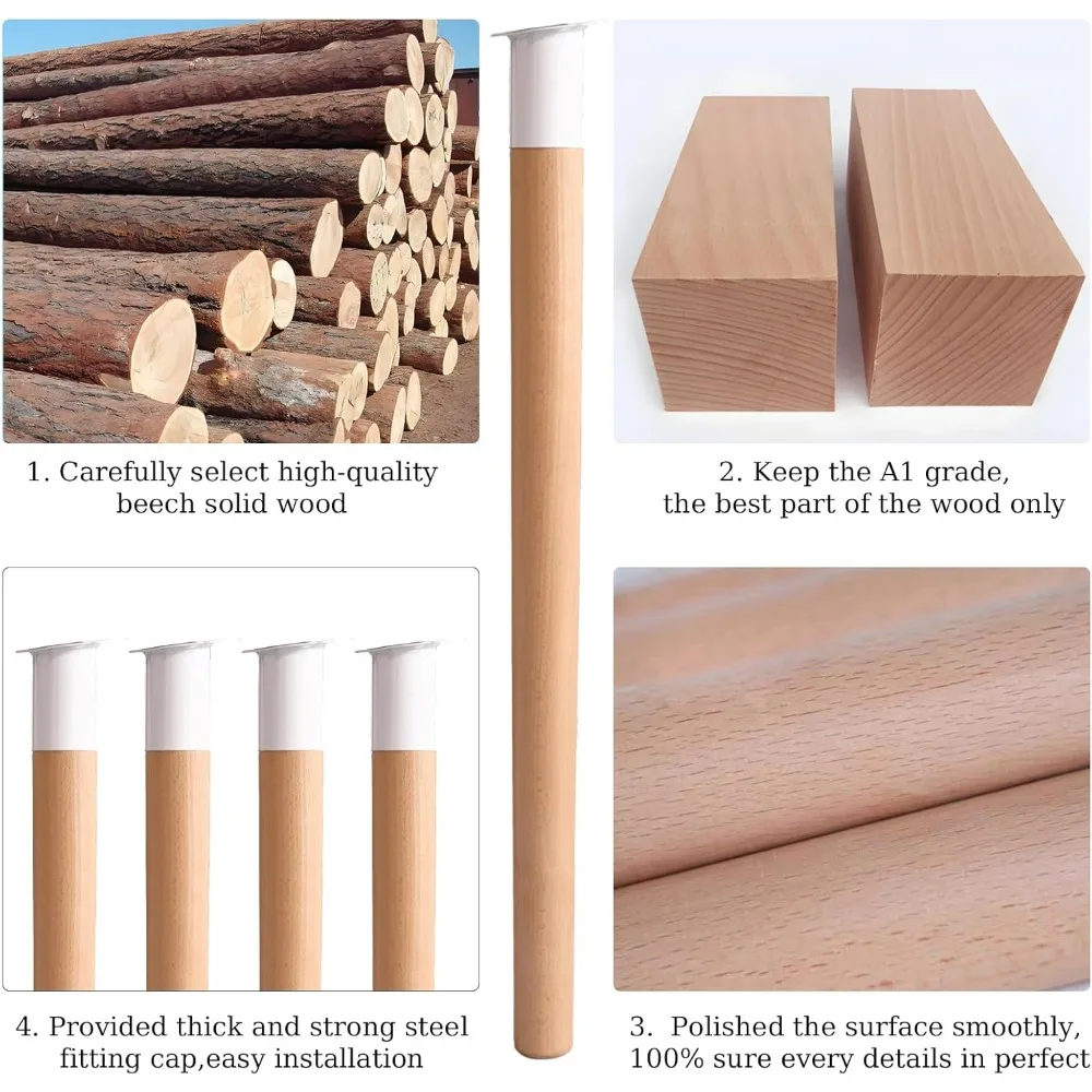 Nogi meblowe z wysokiej jakości drewna o długości 28 cali zapewniają trwałą i stylową podparcie.