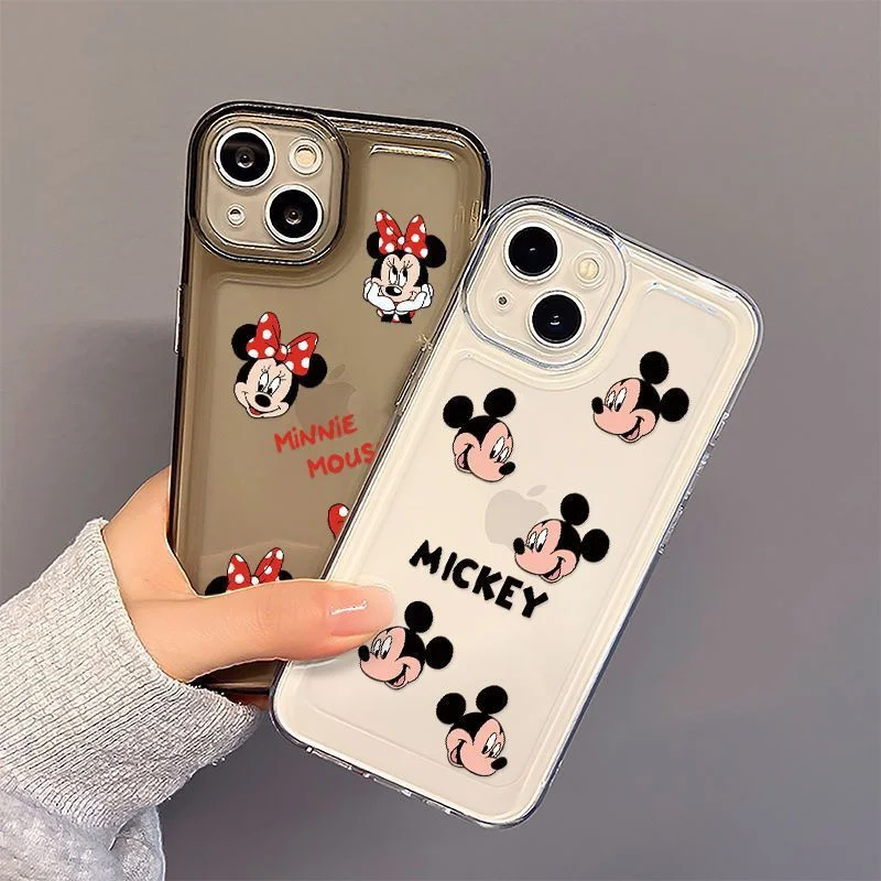 

Anime Cartoon Cute Avatar Mickey Minnie Face Support Case For iphon 11 12 13 14 15 16 17 Pro Max Plus Couple Set Anti-fall Cover
