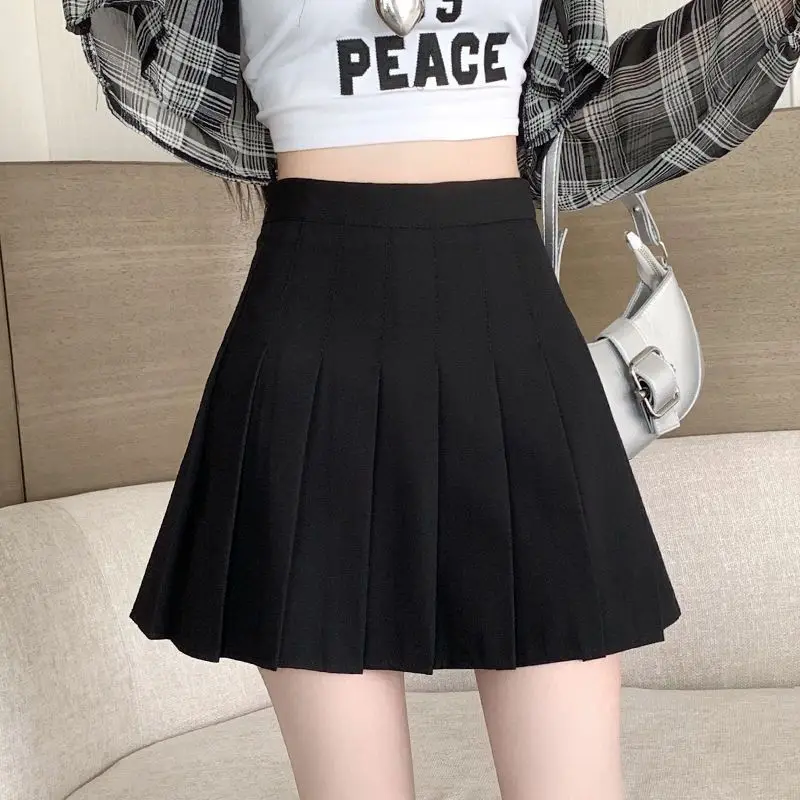 Preppy Style Women Pleated Skirt High Waist A-Line Mini Skirt School Girl Skirt JK Uniform Skirt Skater Skirt Black Plus Size