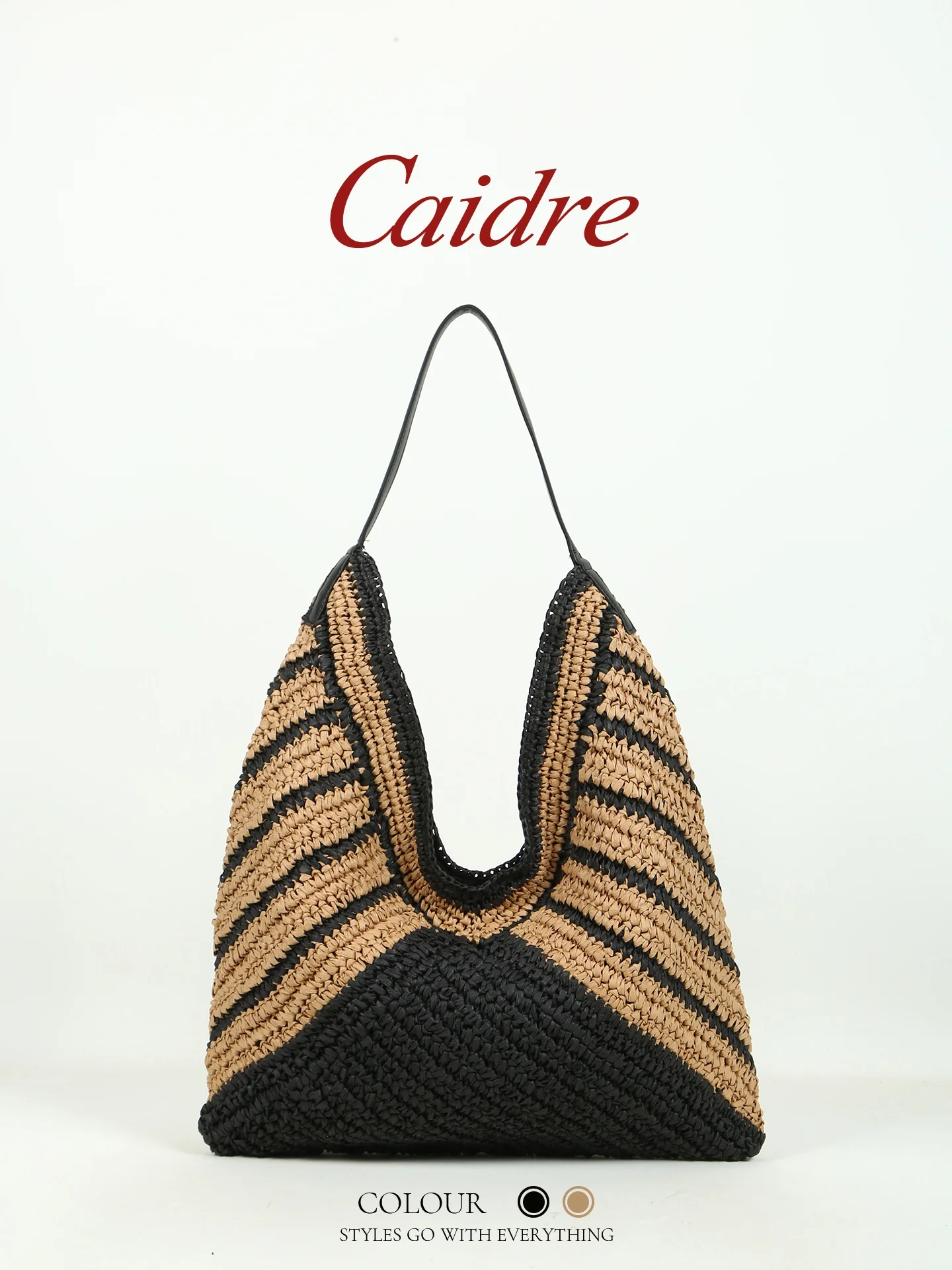 

Caidre Straw Woven Shoulder Bag Large Capacity Handbag Tote Beachside Casual Stylish Korean Design Single Strap Magnetic Buckle