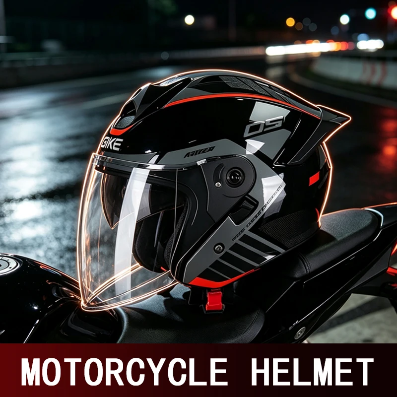 The new DOT certified double-lens retro motorcycle helmet keeps warm and windproof in winter, and the pedal of three-quarter hel