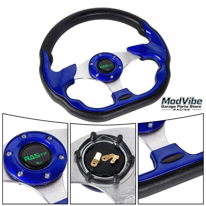 

Универсальный руль для гоночного спортивного автомобиля 13 дюймов 320 мм с кнопкой звукового сигнала из искусственной кожи, алюминий для автомобиля с 6-болтовым адаптером ступицы