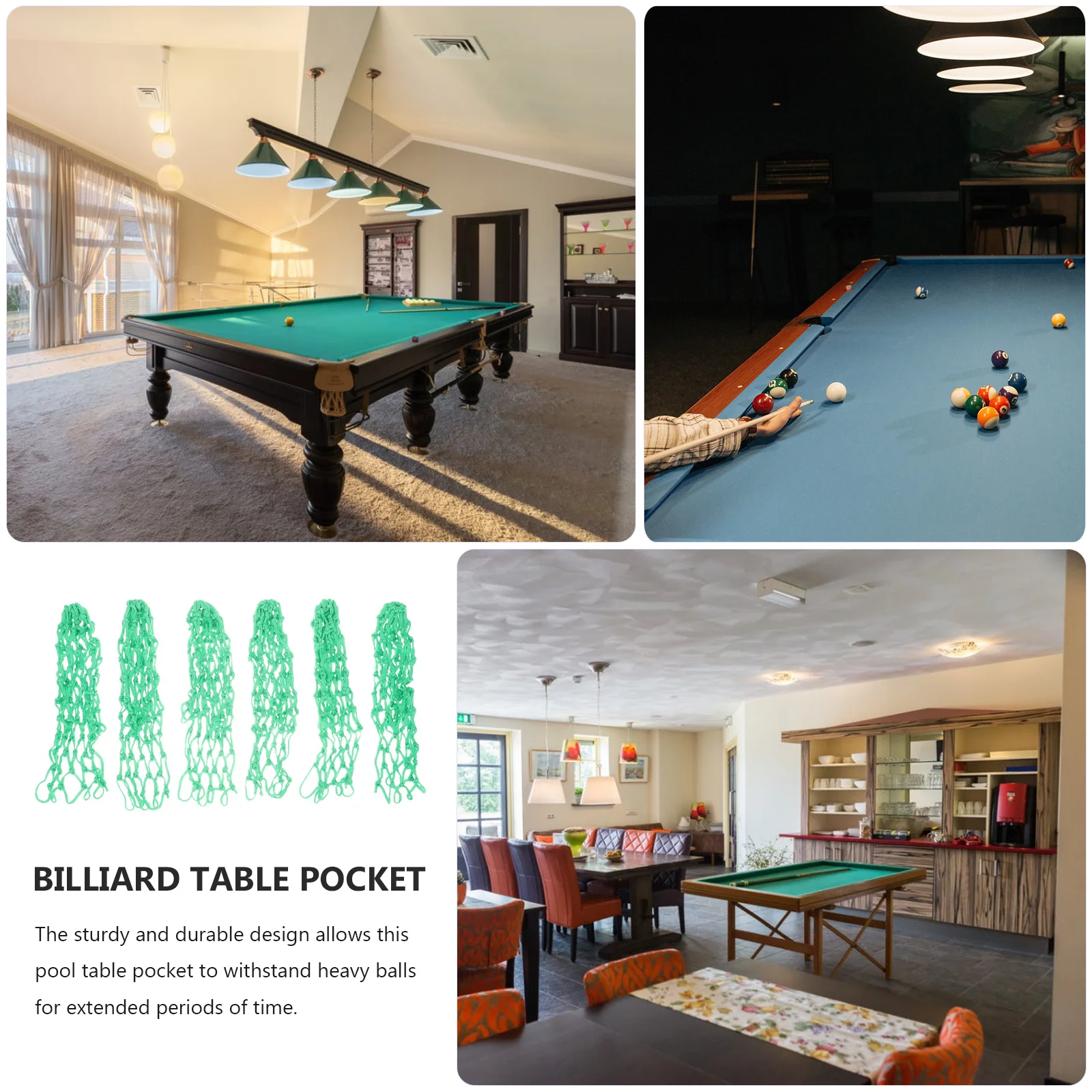 

6Pcs Billiard Net Pockets High Quality Cotton Drop Ball Bags Sturdy Construction for Pool Tables Professional Billiards Use