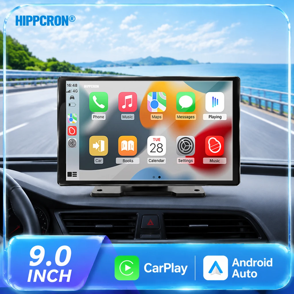 HIPPCRON 9 Inch Car Radio Multimedia Video MP5 Player Wireless CarPlay Android Auto IPS Touch Screen BT5.1 MirrorLink Universal