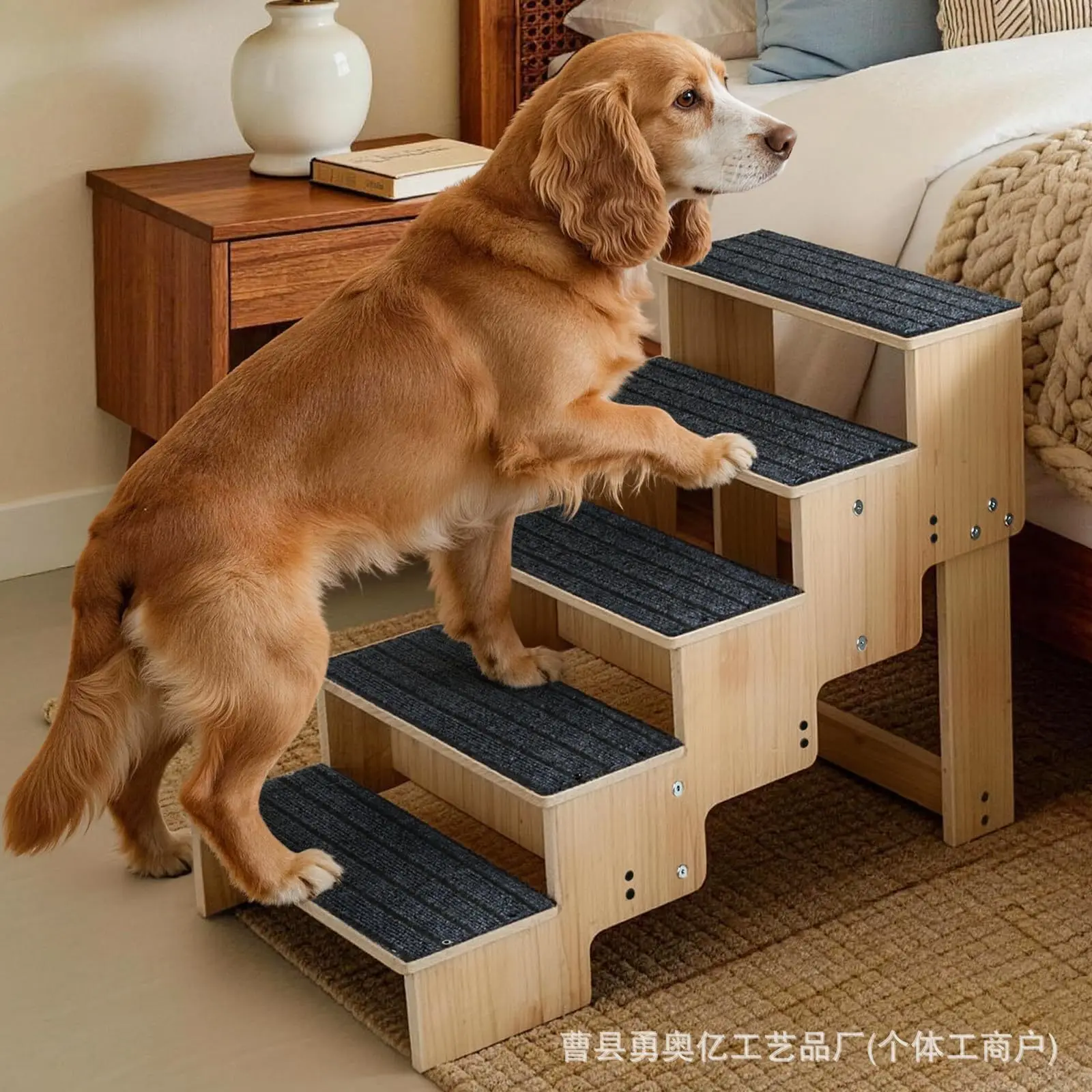 Cross-border wooden dog climbing ladder type pet stairs Small dog assisted uphill stairs Pet climbing dog climbing frame