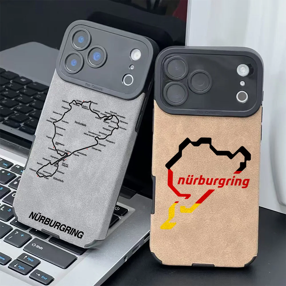 Luxuriöse Nürburgring Sport-Rennstrecke Luxus-Leder-Handyhülle für iPhone 17 16 Pro Max Air 15 14 13 12 11 Pro XS Max X XR 7