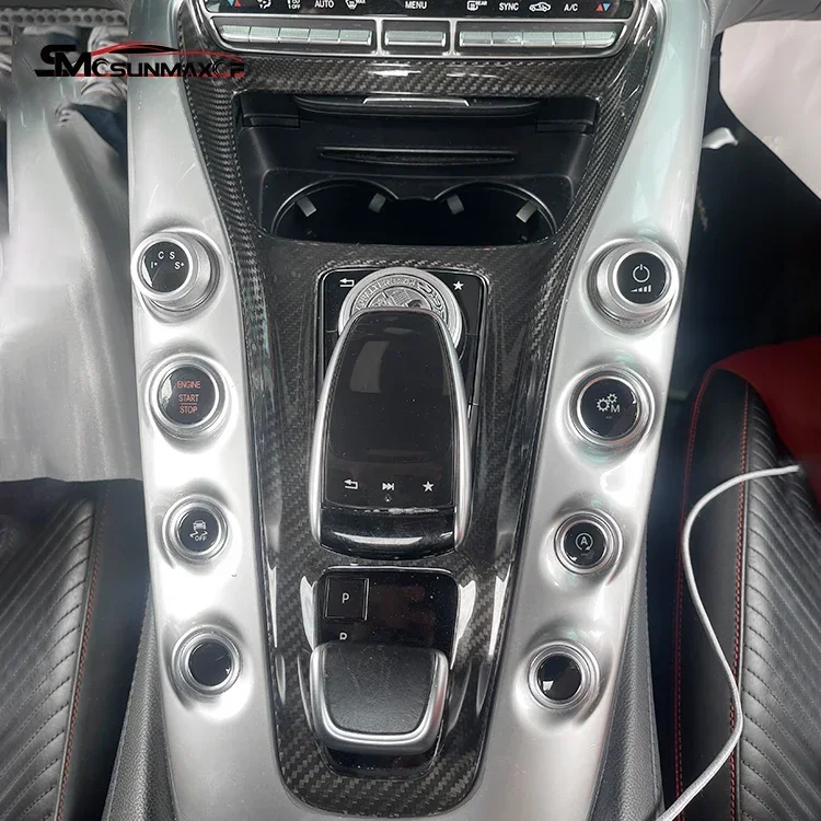 

New Sunmax for Benz AMG GT GTR GTS C190 R190 2015-2018 Carbon Fiber Car Central Console Gear Shift Panel Cover Interior