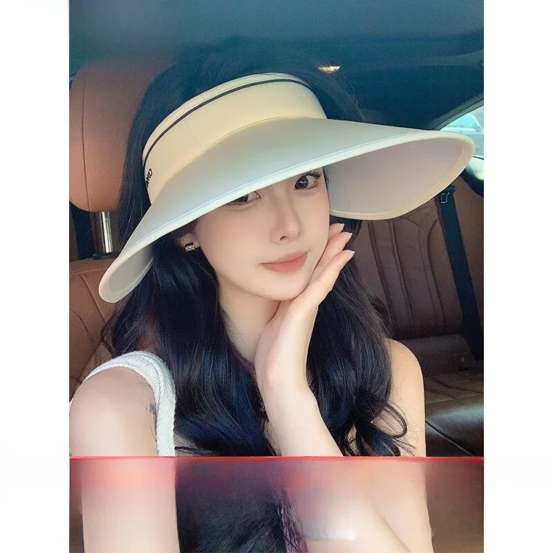 Women's Summer 2024 New Large Brim Ice Silk Outdoor Travel Sun Protection Hat UV Protection Sunshade Cap Breathable Lightweight