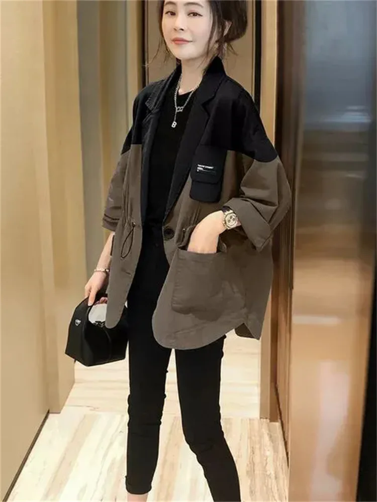 Splicing Small Suit Jacket For 2024 Autumn And Winter New Women's High-end Design Sense Small Figure Fashionable And Casual