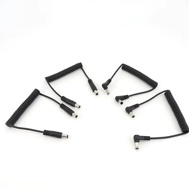 1m DC 5.5*2.1/2.5mm Male To Male Double Bend Double Straight Head Monitoring Power Supply Connection Wire 12v Spring Wire E2