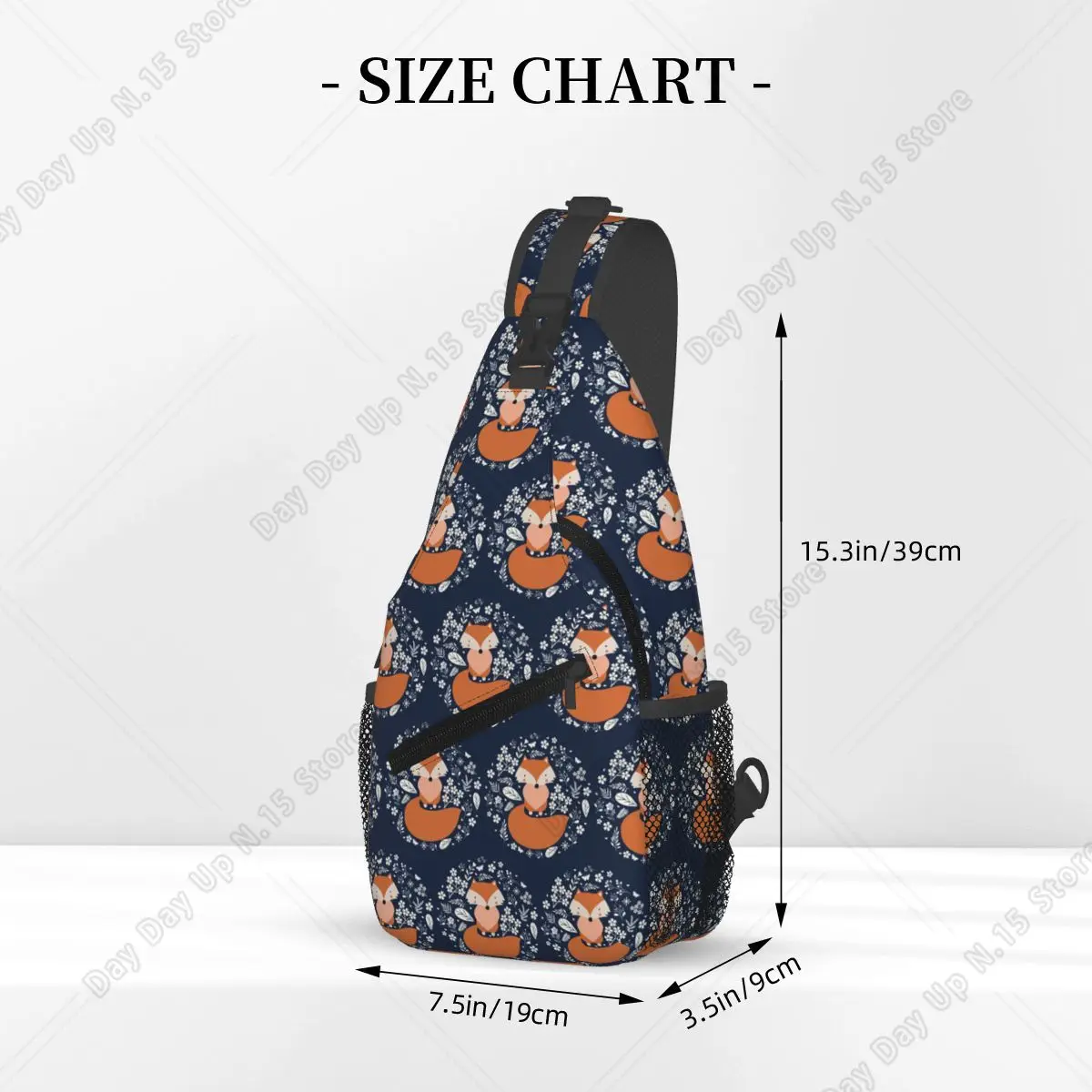 Little Fox Drawing Chest Bag Men Sling Crossbody Backpack Chest Bag Travel Hiking Daypack Shoulder Bag