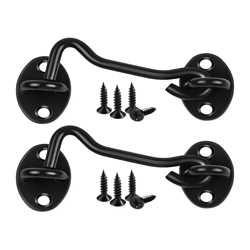 

1/2Pcs Hook and Eye Latch 3Inch Cabin Hooks Stainless Steel Eye Gate Latch Easy Lock Door Catch Hardware with Screws Gate Latch