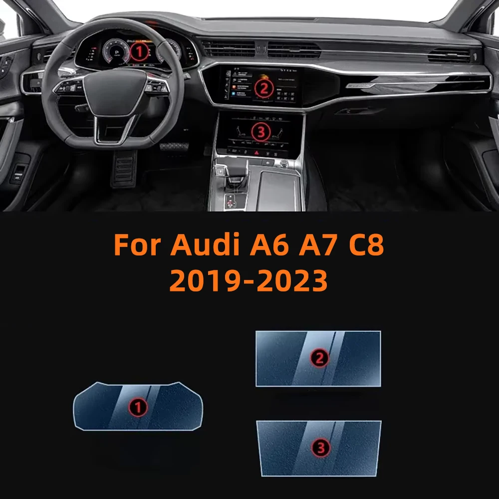 For Audi A6 A7 C8 2023-2019 Car Interior Center Console Transparent TPU Protective Film Anti-scratch Repair Film Car Accessories