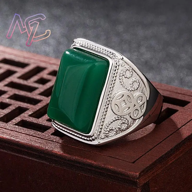 Green Natural Jade Rings Real Jewelry Designer Lucky Talismans Luxury Charm Amulet Fashion Accessories Vintage - view 2