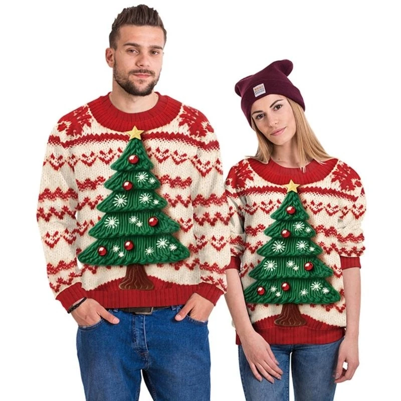 831A Christmas Crewneck Sweatshirts Long Sleeve 3D Sweater Print Holiday Fashion Top
