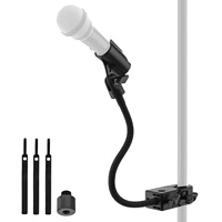 Soporte de micrófono de cuello de cisne de 13 pulgadas apto para Shure AT2020 con 2 adaptadores y bridas para cables brazo de micrófono Flexible súper abrazadera resistente