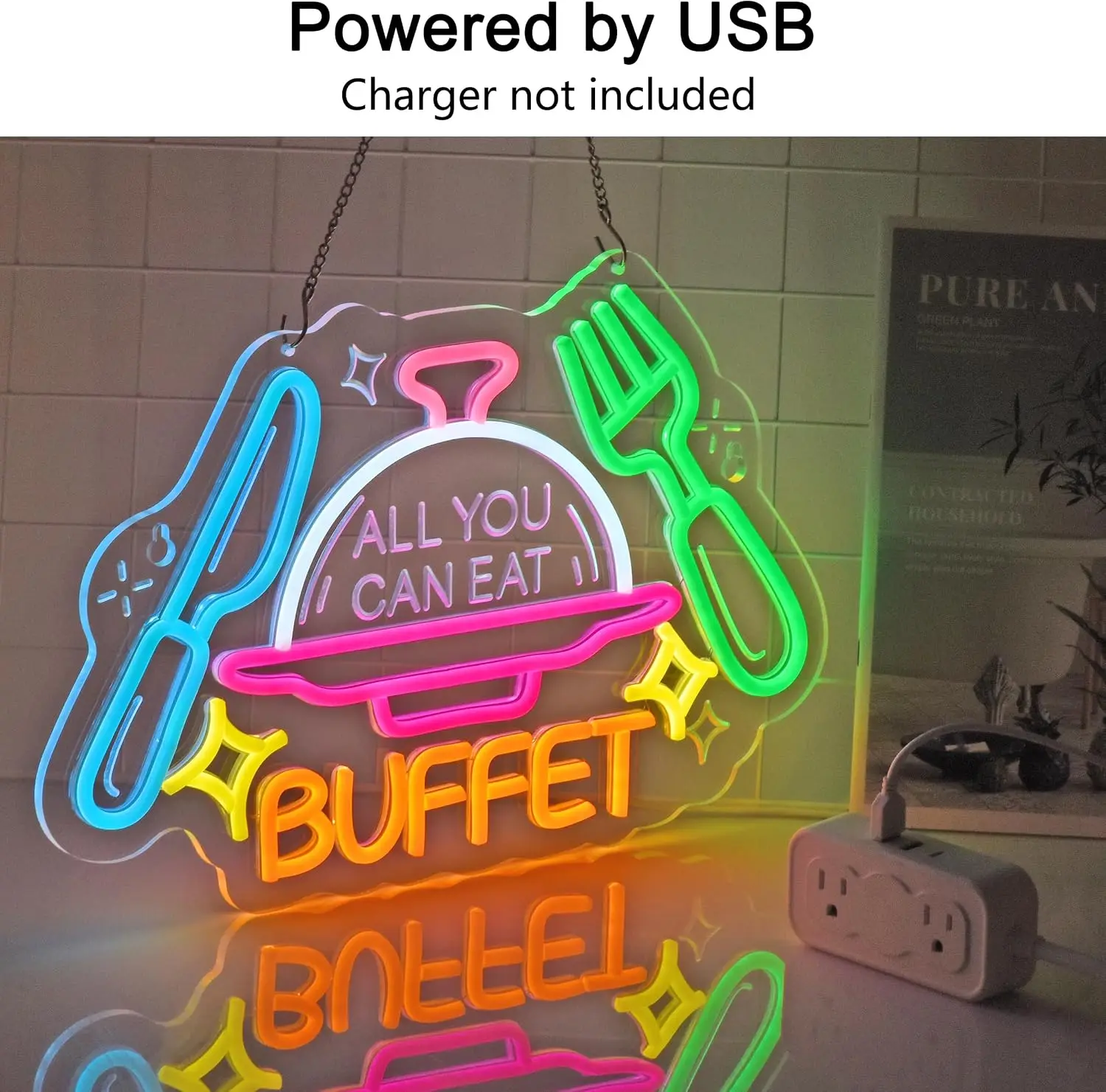 Buffet Neon Sign, Neon Light Wall Art Decoration for Buffet Restaurant Cafeteria Hotel Dining Hall BBQ Party Room Home Decor