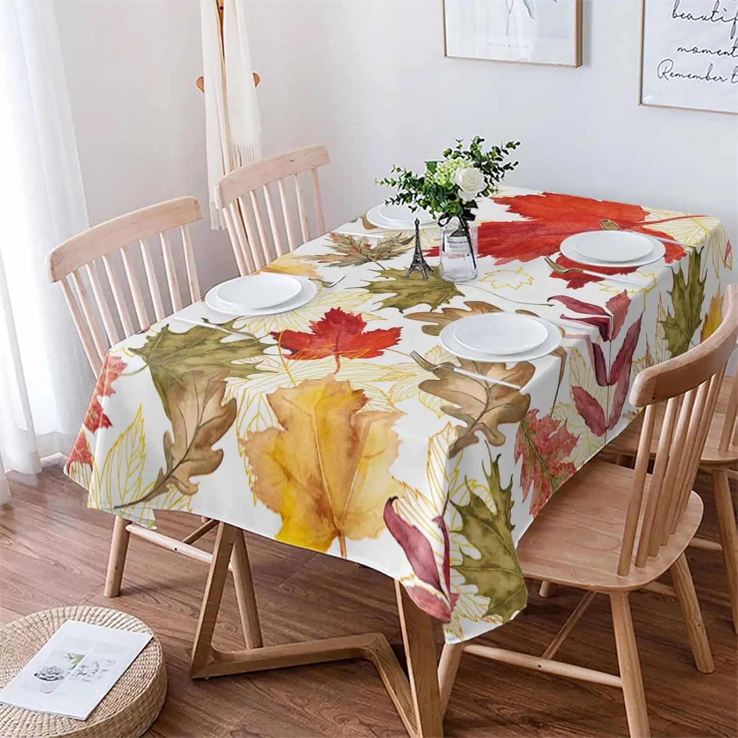 Fall Harvest Maple Leaf Rectangle Tablecloth Party Decor Reusable Kitchen Dining Tablecloth Autumn Thanksgiving Decorations