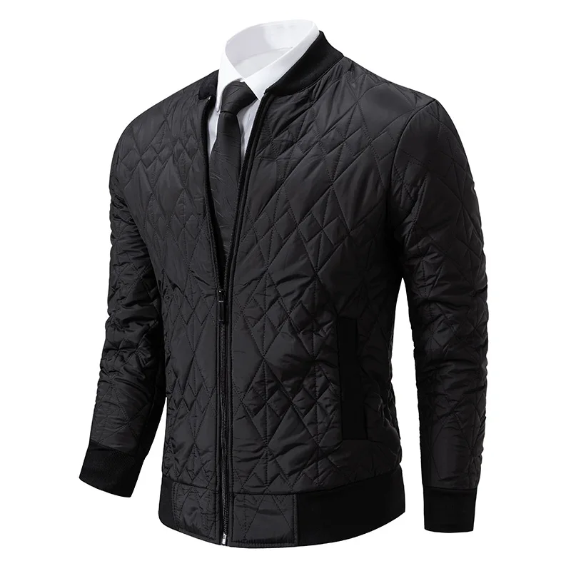 Chaqueta de algodón de Color sólido para hombre, Chaqueta de algodón con cuello levantado adelgazante informal a la moda, ropa de calle para hombre 2024