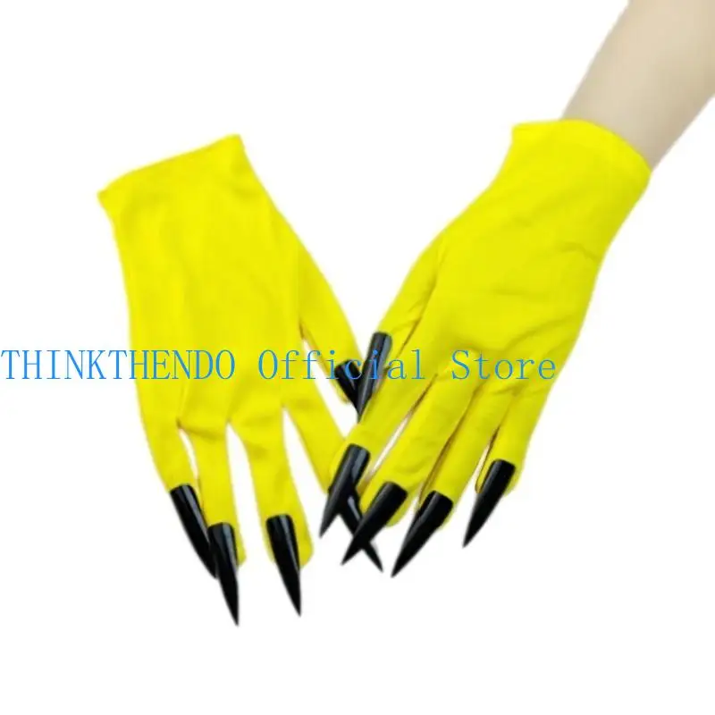 

652F Halloween Gloves with Long Nails Great for Cosplay and Theme Event Easy to Wear and Remove Short Gloves for All Age