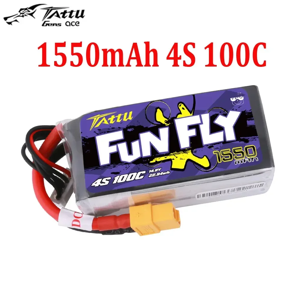 TATTU FUNFLY 1550mAh 4S 14.8V 100C Lipo Battery XT60 Plug for FPV Drone