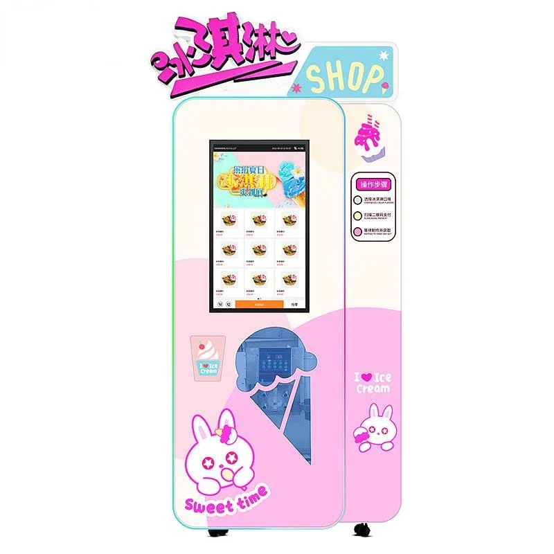 Durable Haloo 24-Hour Self-service Ice Cream Vending Machine Frozen Food Vending Machine Smoothie Machine With Time Monitoring