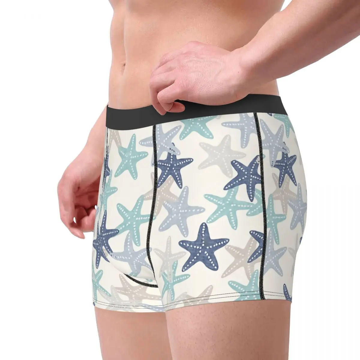 Starfish Beach Nautical Costal Blue Underpants Cotton Panties Male Underwear Print Shorts Boxer Briefs