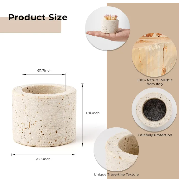 

Cross-border hot-selling retro travertine match jar, wabi-sabi wind home living room bathroom aromatherapy atmosphere, match