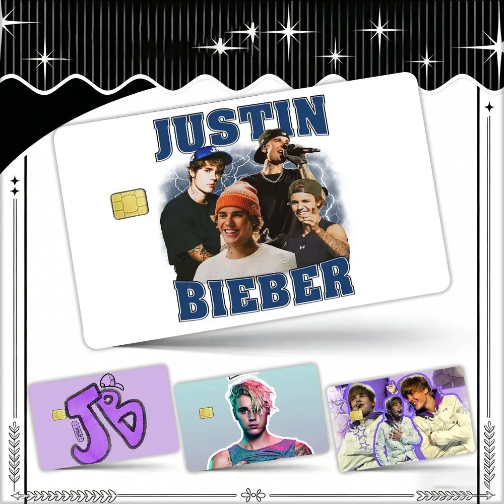 

SINGER J-ustin B-Bieber Waterproof Film Skin Cover Credit Card Stickers Debit Front Bank Bus Pass