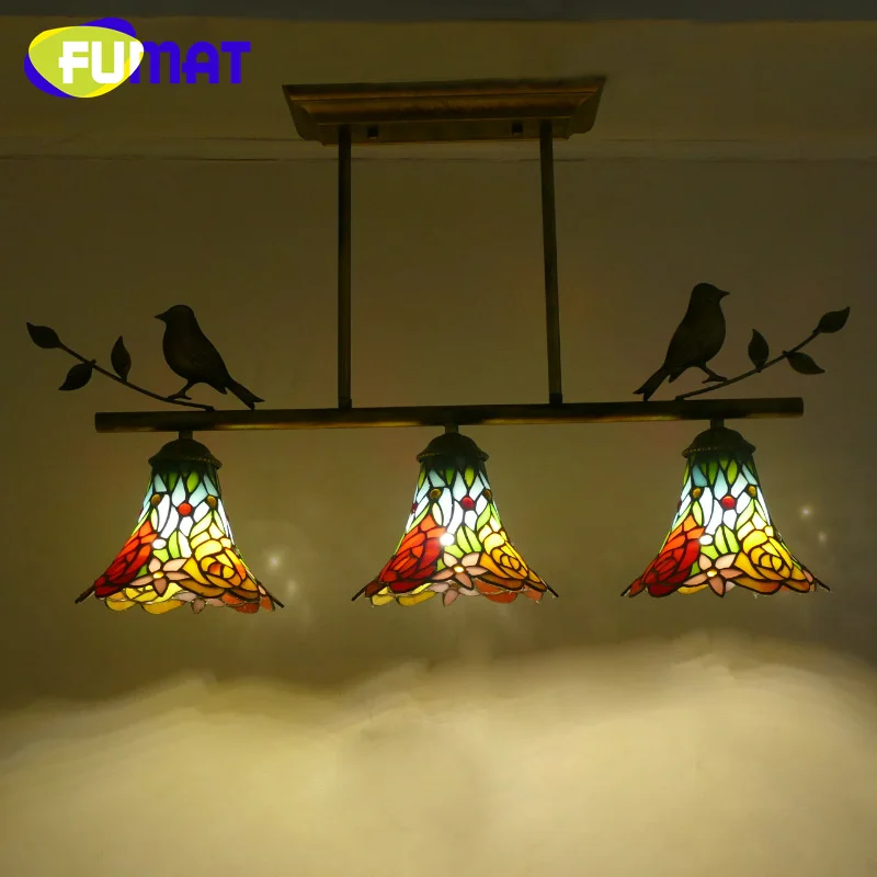 FUMAT Tiffany style stained glass vintage Pendant lamp chandelier for living room hanging LED lamp balcony corridor decor lamp